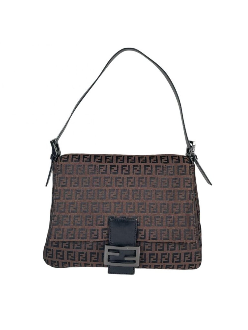 Fendi Mamma Baguette Handbag Canvas Brown